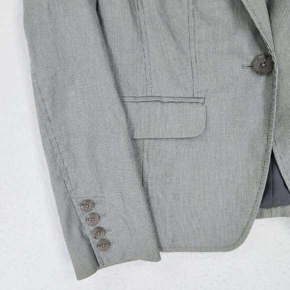 Banana Republic Jacket Womens 4 Gray Pinstripe Stretch Single Button Blazer - Picture 4 of 15